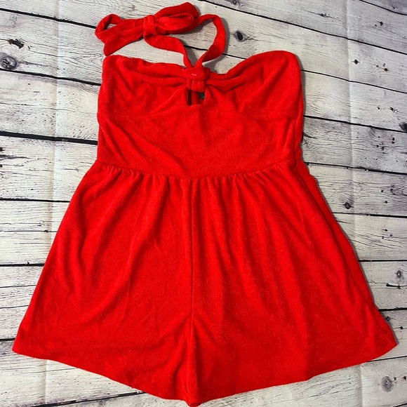 Wild Fable TERRY CLOTH ROMPER SWIMSUIT COVERUP Medium RED Swim Cover EUC - Picture 3 of 7